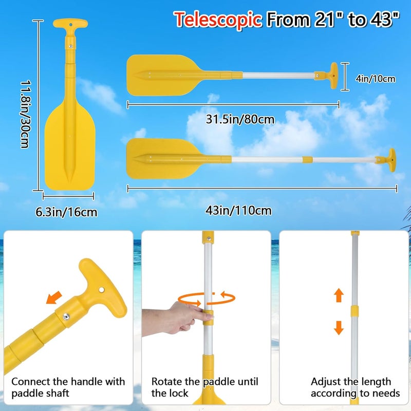 DEDU Boat Paddle Telescoping 2 Pack, Boat Oars Collapsible Emergency Paddle 21"-43" Adjustable, Telescoping Canoe Paddle Aluminum Shaft Anti Slip for Kids and Adults - Image 2